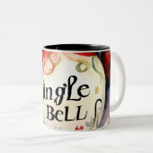 "Feestelijke jingle bells: Kerst bedrukte mok" Tweekleurige Koffiemok (Voorkant rechts)