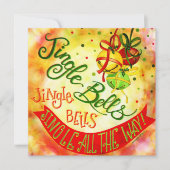 Feestelijke Jingle Bells Kerstmis Inspirivity Feestdagenkaart (Voorkant)
