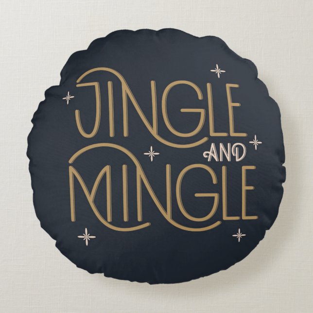Feestelijke Jingle en Mingle Holiday Design Rond Kussen (Voorkant)