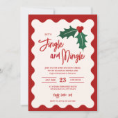 Feestelijke Jingle en Mingle Holiday Party Uitnodi Feestdagenkaart (Voorkant)