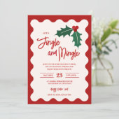 Feestelijke Jingle en Mingle Holiday Party Uitnodi Feestdagenkaart (Staand voorkant)