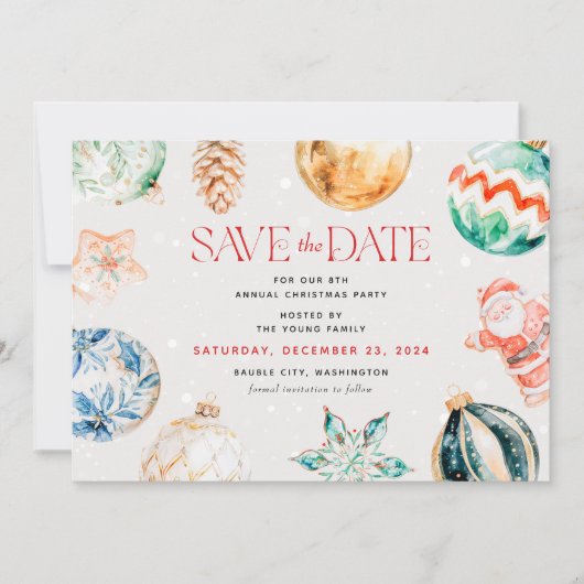 Feestelijke Jingle & Mingle Christmas Save the Dat Feestdagenkaart (Voorkant)