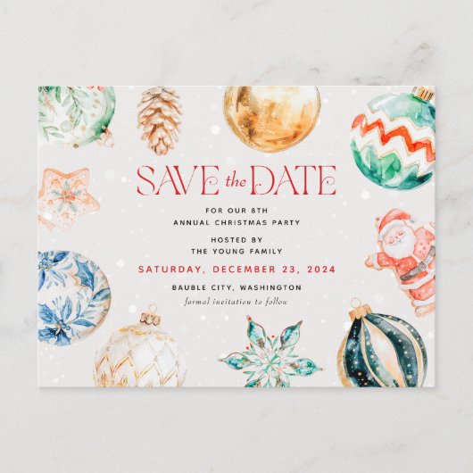 Feestelijke Jingle & Mingle Christmas Save the Dat Feestdagenkaart (Voorkant)