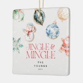 Feestelijke Jingle & Mingle Gepersonaliseerde Kers Keramisch Ornament (Links)
