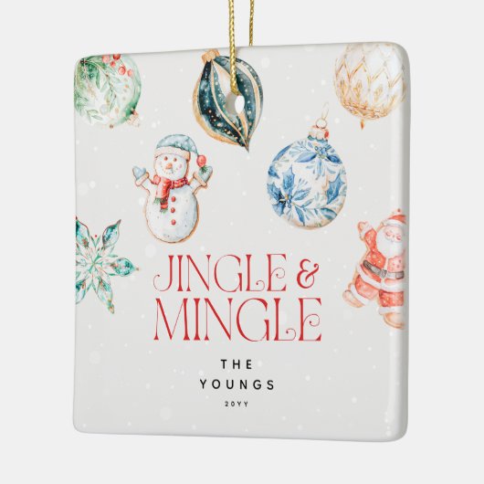 Feestelijke Jingle & Mingle Gepersonaliseerde Kers Keramisch Ornament (Links)