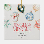 Feestelijke Jingle & Mingle Gepersonaliseerde Kers Keramisch Ornament (Achterkant)
