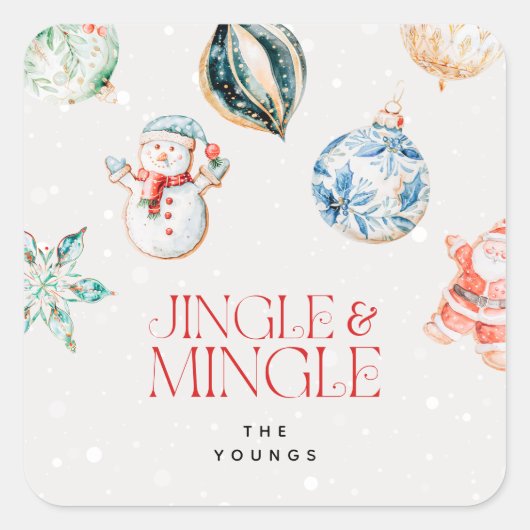 Feestelijke Jingle & Mingle Kerst Vierkante Sticker (Voorkant)