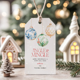 Feestelijke Jingle & Mingle Kerstfeest Cadeaulabel