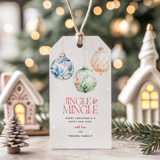 Feestelijke Jingle & Mingle Kerstfeest Cadeaulabel