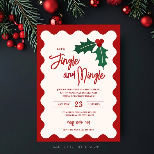 Feestelijke Jingle Mingle Kerstfeest Uitnodiging