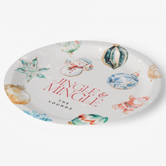 Feestelijke Jingle & Mingle Kerstmis Papieren Bordje (Gekanteld)