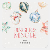 Feestelijke Jingle & Mingle Kerstmis Vierkante Sticker (Voorkant)