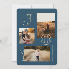 Feestelijke Joy 3-foto kerst Kaart