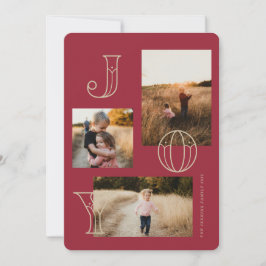 Feestelijke Joy 3-foto kerst Kaart