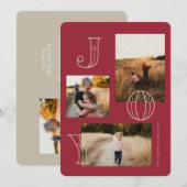 Feestelijke Joy 3-foto kerst Kaart (Voorkant / Achterkant)