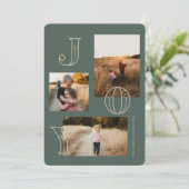 Feestelijke Joy 3-foto kerst Kaart (Staand voorkant)