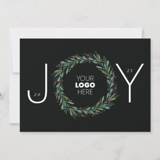 Feestelijke JOY Corporate krans laat bessen QR Feestdagenkaart (Voorkant)