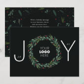 Feestelijke JOY Corporate krans laat bessen QR Feestdagenkaart (Voorkant / Achterkant)