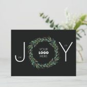 Feestelijke JOY Corporate krans laat bessen QR Feestdagenkaart (Staand voorkant)