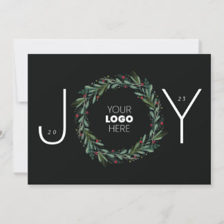 Feestelijke JOY Corporate krans laat bessen QR Feestdagenkaart