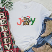 Feestelijke Joy Leopard Print Paw Kerstmis T-shirt