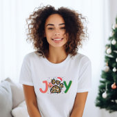 Feestelijke Joy Leopard Print Paw Kerstmis T-shirt