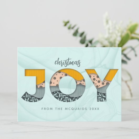 Feestelijke Joy Waterverf Modern Flat Holiday Kaar Feestdagenkaart (Staand voorkant)