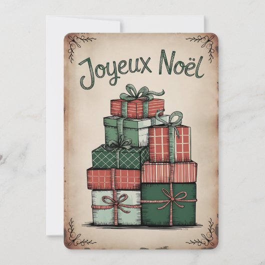 Feestelijke Joyeux Noël Holiday Kaart (Voorkant)