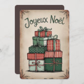 Feestelijke Joyeux Noël Holiday Kaart (Voorkant / Achterkant)
