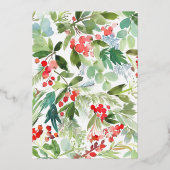 Feestelijke Juniper en Holly Wreath kerstfeest Folie Uitnodiging (Achterkant)