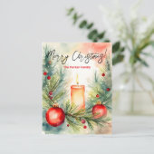 Feestelijke Kaarsdennentakken Kerstgroet Feestdagenkaart (Staand voorkant)