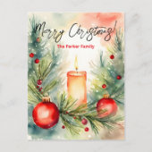 Feestelijke Kaarsdennentakken Kerstgroet Feestdagenkaart (Voorkant)
