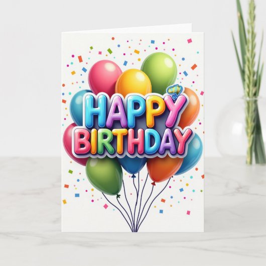 Feestelijke kaart met bubbelletters (Voorkant)