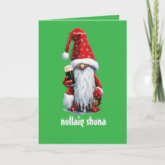Feestelijke Kabouter met een Glas Ierse Droge Stou Kaart
