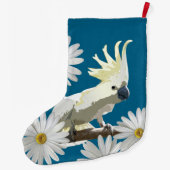 Feestelijke kaketoe met madeliefbloemen levendige  grote kerstsok (Achterkant)