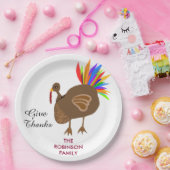 Feestelijke kalkoen kleurrijke veren diner papieren bordje (Feest)