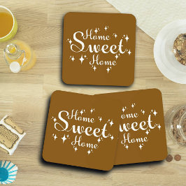 Feestelijke kalligrafie en sterren 'Home Sweet Hom Bier Onderzetter