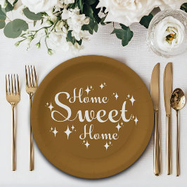 Feestelijke kalligrafie en sterren 'Home Sweet Hom Papieren Bordje
