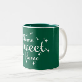 Feestelijke kalligrafie en sterren 'Home Sweet Hom Tweekleurige Koffiemok