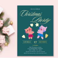 Feestelijke kalligrafie katten groen kerstfeest