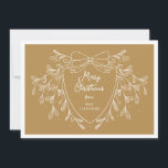 Feestelijke kam met maretak foto gouden kerst feestdagenkaart<br><div class="desc">Stuur warme vakantiewensen naar uw familie en vrienden en verspreid uw feestvreugde met dit elegante wenskaart met een witte lijn kunst maretak ontwerp dat een moderne en stijlvolle kam omlijst. De feestelijke gouden achtergrond voegt een trendy en vreugdevolle touch toe, terwijl de aanpasbare kam u in staat stelt om een...</div>
