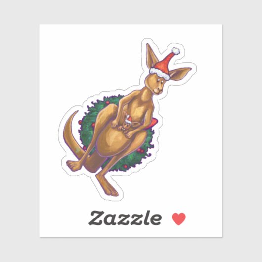 Feestelijke Kangoeroe Kerstmis Sticker (Vel)