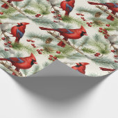 Feestelijke Kardinaal Heilige Berry Pinecone Kerst Cadeaupapier (Hoek)