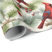 Feestelijke Kardinaal Heilige Berry Pinecone Kerst Cadeaupapier (Rol Hoek)