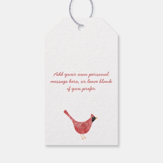 Feestelijke Kardinaal Vogel Waterverf Gepersonalis Cadeaulabel (Achterkant)