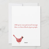 Feestelijke Kardinaal Vogel Waterverf Gepersonalis Feestdagenkaart (Achterkant)