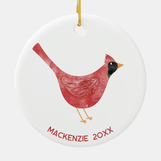 Feestelijke Kardinaal Vogel Waterverf Gepersonalis Keramisch Ornament (Achterkant)
