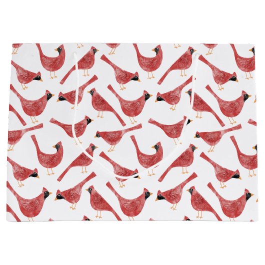 Feestelijke Kardinaal Vogel Waterverf Groot Cadeauzakje (Voorkant)