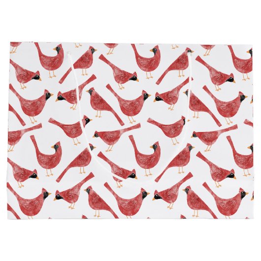 Feestelijke Kardinaal Vogel Waterverf Groot Cadeauzakje (Achterkant)