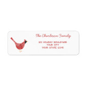 Feestelijke Kardinaal Vogel Waterverf Terugkeer Ad Etiket (Voorkant)